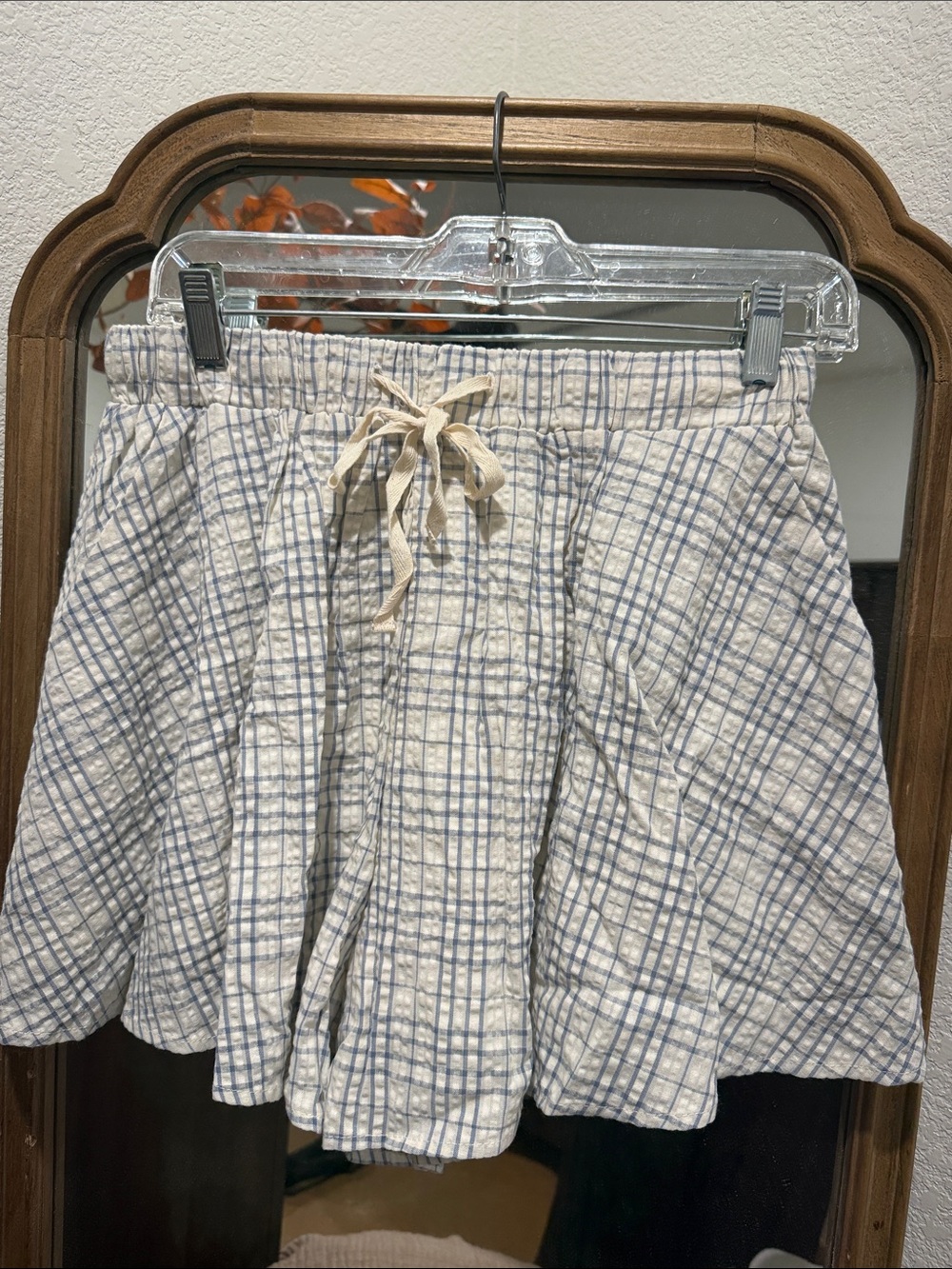 In February Blue Plaid Flowy Shorts